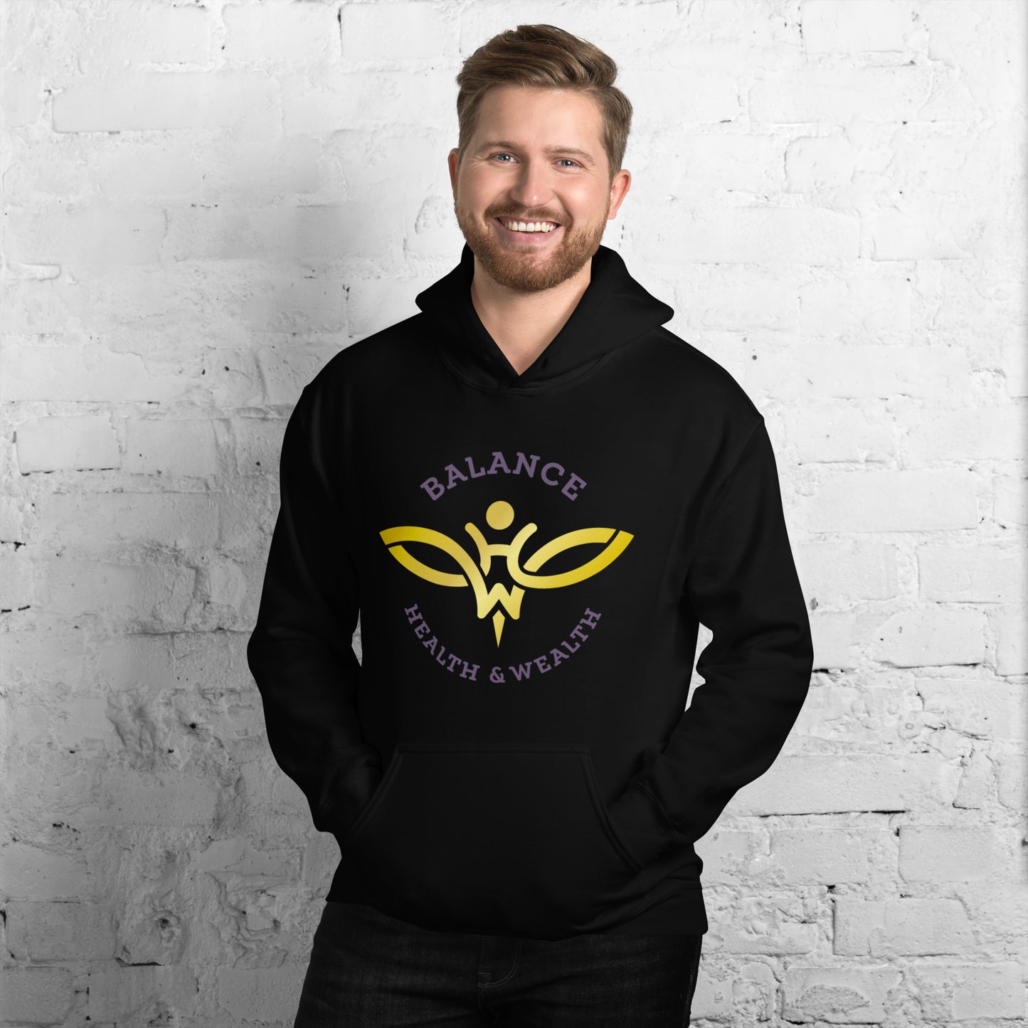Balance Health and Wealth Black Unisex Hoodie